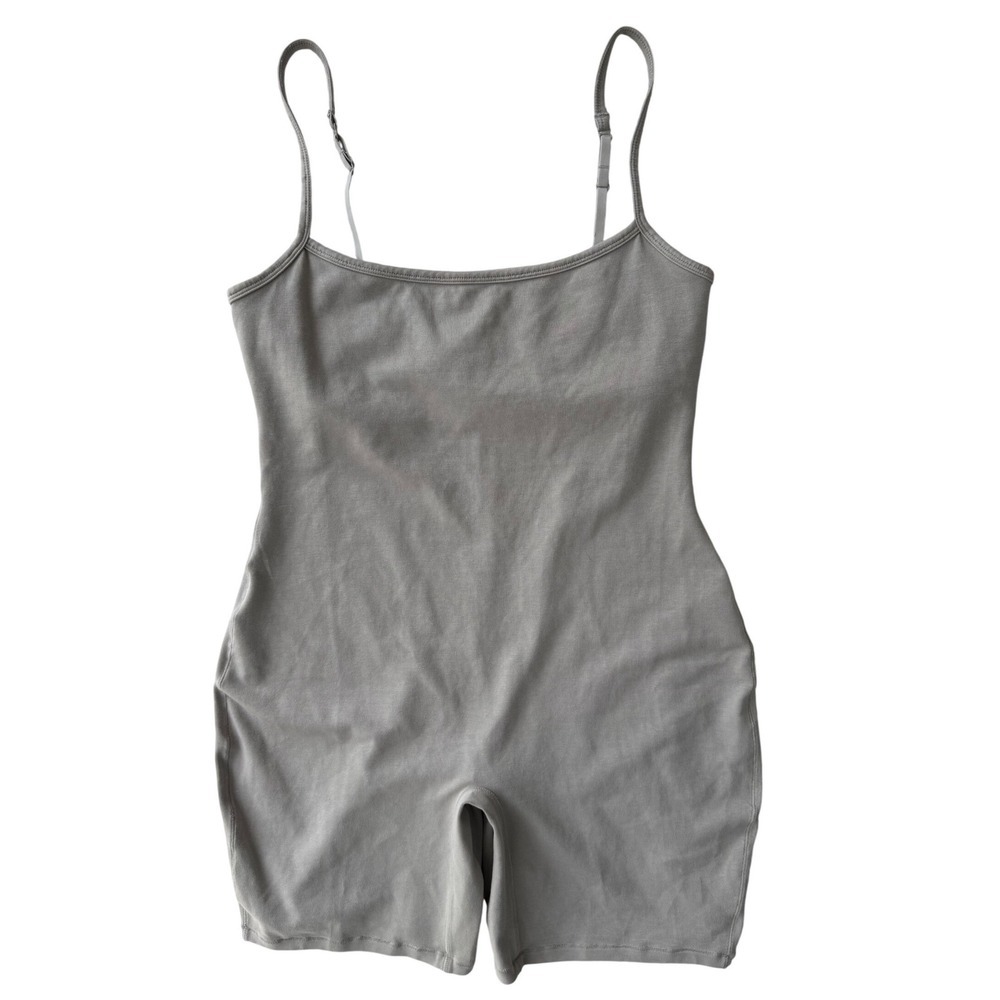 SKIMS Cotton Romper Bodysuit Shorts Taupe Size XL